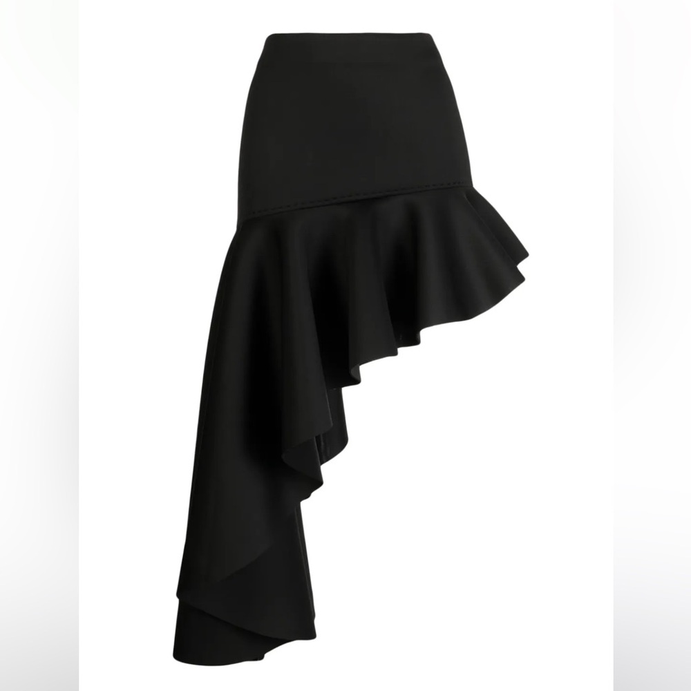 Cynthia Rowley Black Asymmetrical Ruffled Skirt